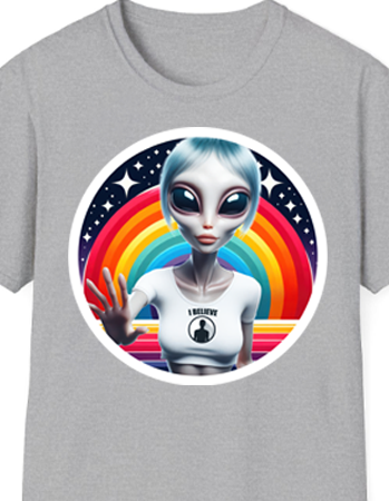 Lady Alien I-Believe In Humans T-Shirt