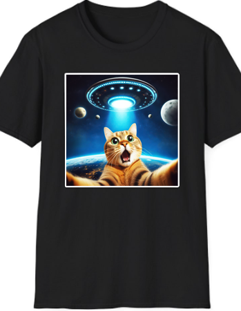 Surprised Cat Selfie Alien UFO Unisex T-Shirt